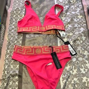 NWT Versace two piece Greco high waist bottoms and triangle bralette swim set